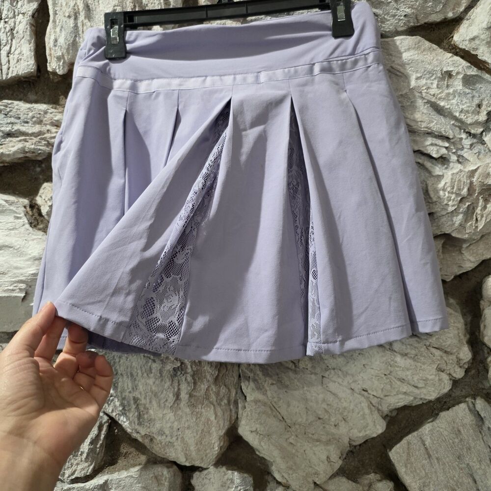 Nike Dri Fit Skort Women Small Purple Skirt Pleated Lace Golf Tennis Pickleball